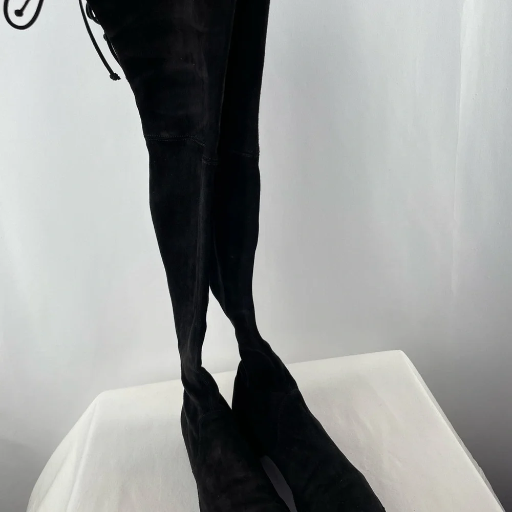Stuart Weitzman Lowland Suede‎ Over-the-Knee Boots in Black Size 7.5